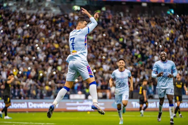 رونالدو بعد أحرازه هدف خلال مواجهة ميسي ورفاقه في مباراة كأس موسم الرياض”