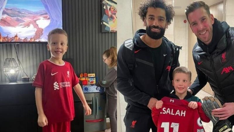 محمد صلاح والمشجع الصغير جايدين لاميرتون